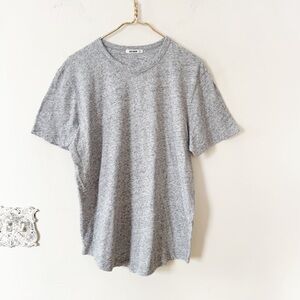 Buck Mason Heather Gray Curved Hem Tee L